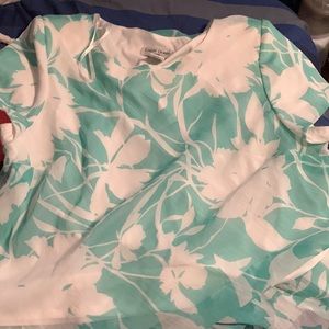 Blue and white blouse